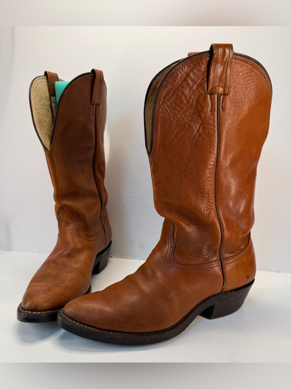 Vintage Nocona Cognac Brown Leather Western Boots men’s size 10D